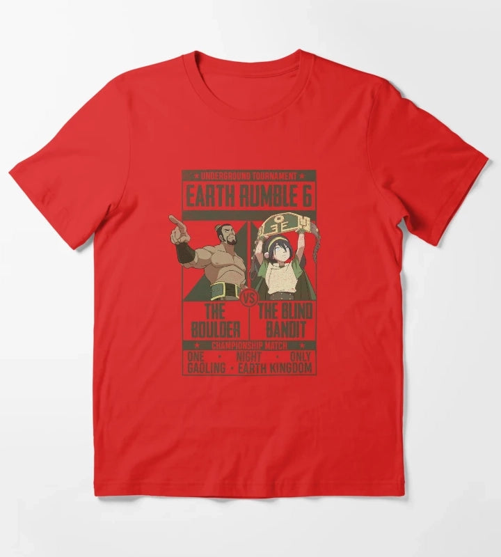 Avatar The Last Airbender Boulder VS Blind Bandit Poster T-Shirt Red