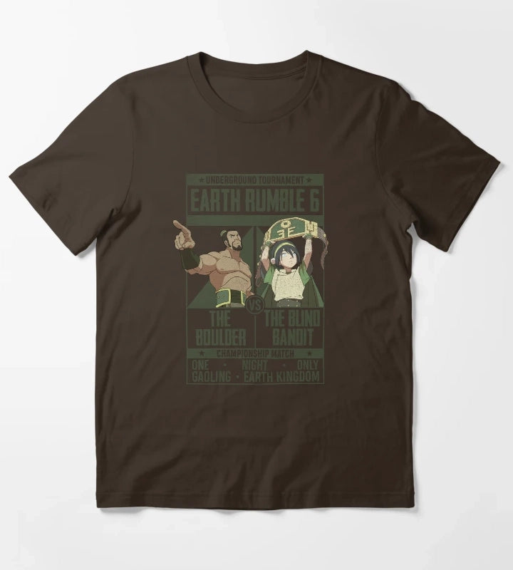 Avatar The Last Airbender Boulder VS Blind Bandit Poster T-Shirt Brown