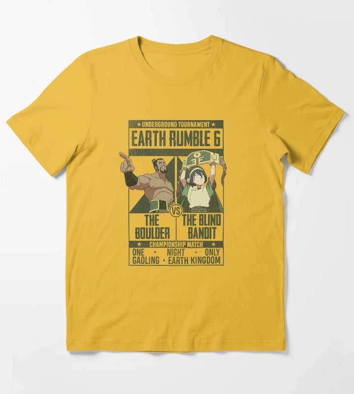 Avatar The Last Airbender Boulder VS Blind Bandit Poster T-Shirt Yellow