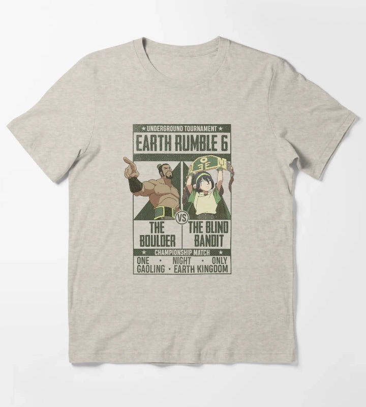 Avatar The Last Airbender Boulder VS Blind Bandit Poster T-Shirt Cream