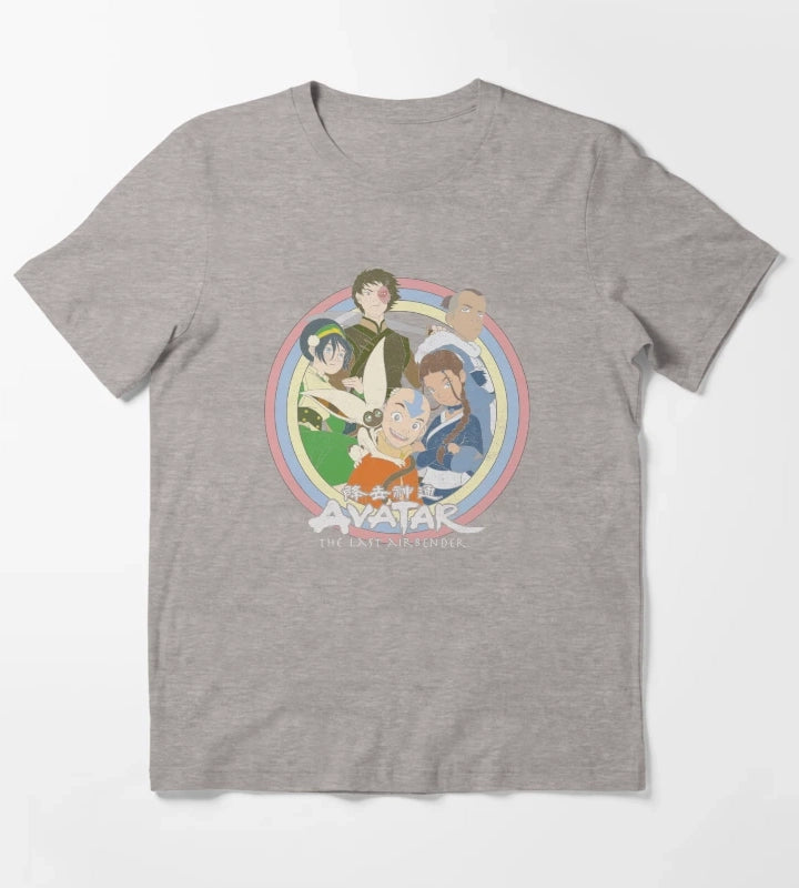 Avatar The Last Airbender Classic Group Portrait Circle T-Shirt Heather Grey