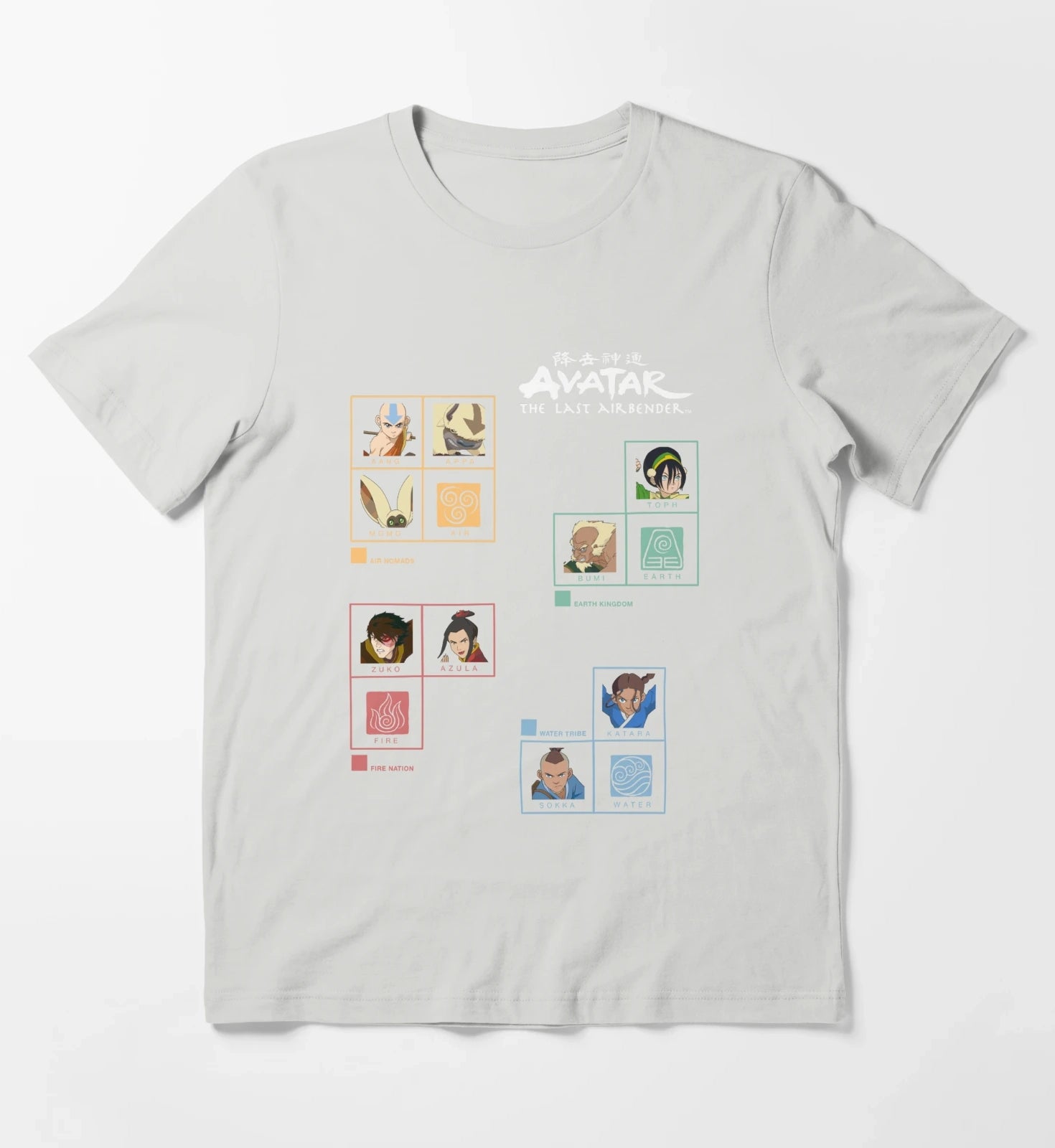 Avatar The Last Airbender Four Nations Periodic Table T-Shirt Light Grey