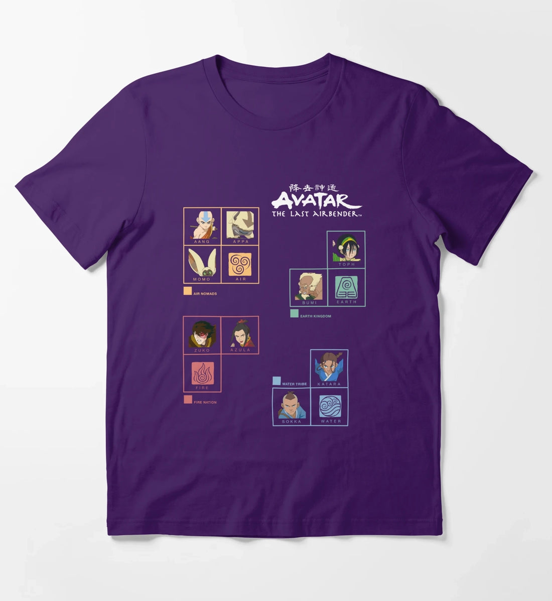 Avatar The Last Airbender Four Nations Periodic Table T-Shirt Purple