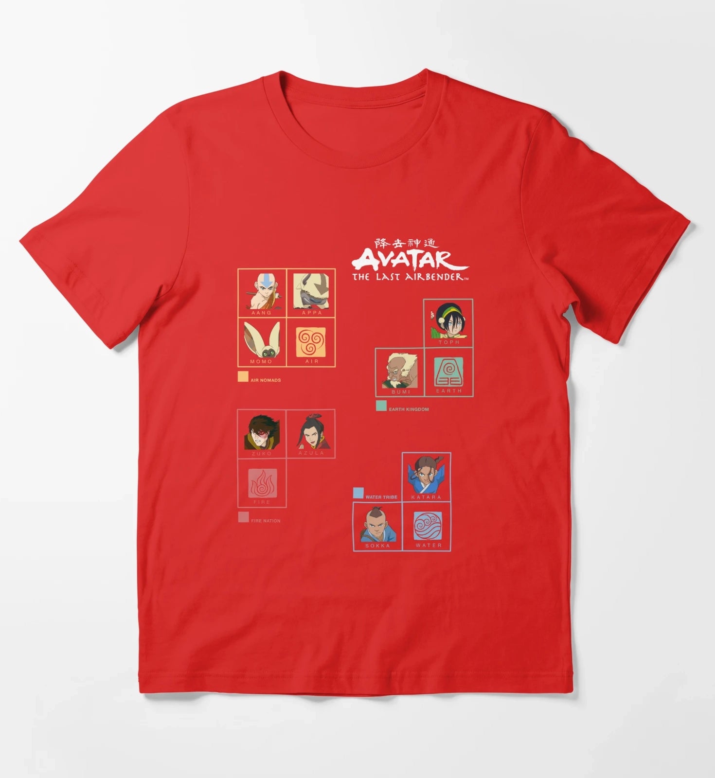 Avatar The Last Airbender Four Nations Periodic Table T-Shirt Red