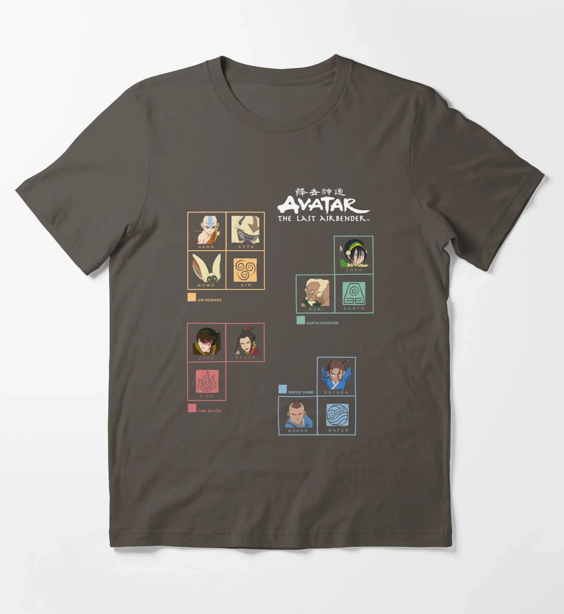Avatar The Last Airbender Four Nations Periodic Table T-Shirt Dark Grey