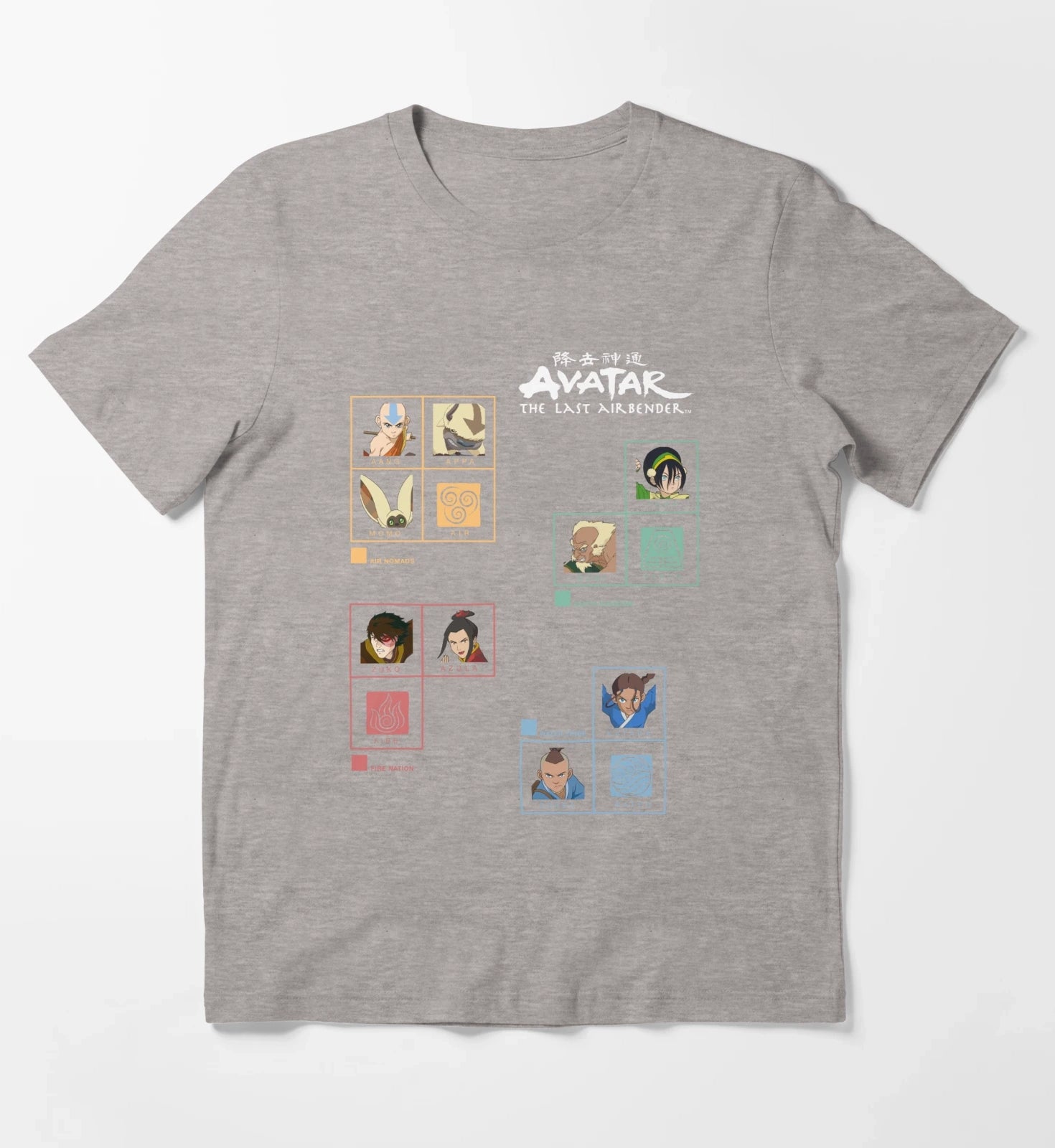 Avatar The Last Airbender Four Nations Periodic Table T-Shirt Heather Grey