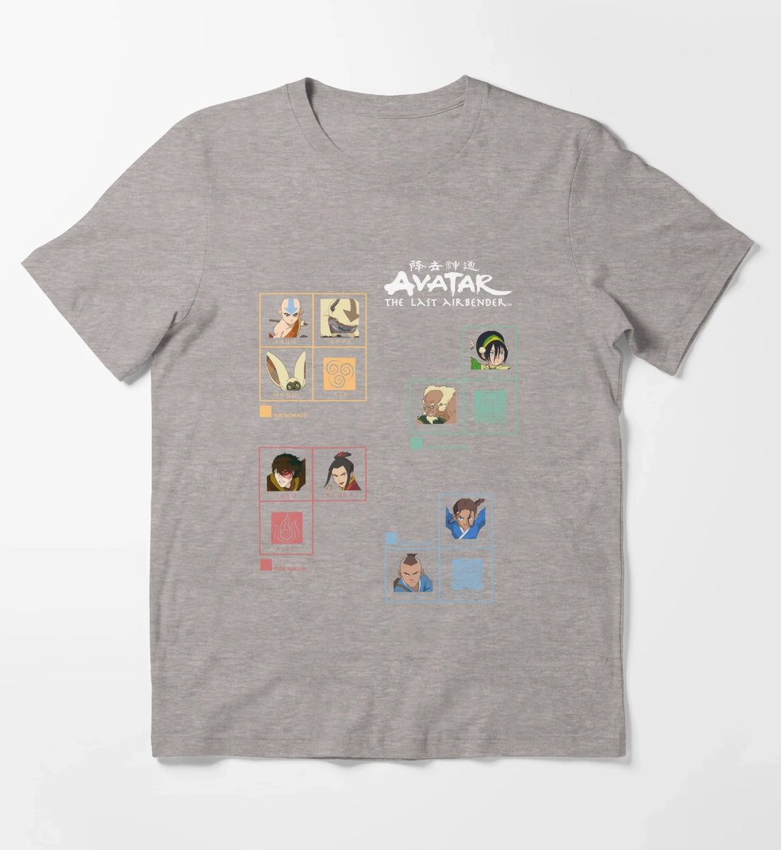 Avatar The Last Airbender Four Nations Periodic Table T-Shirt Heather Grey