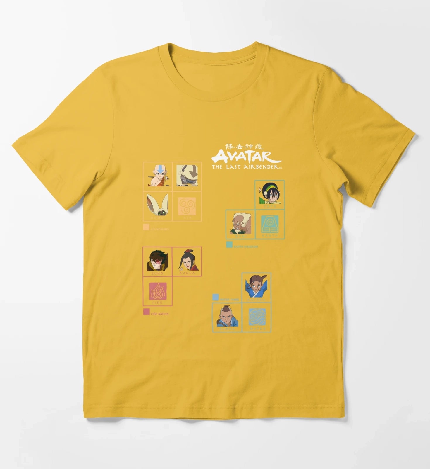 Avatar The Last Airbender Four Nations Periodic Table T-Shirt Yellow
