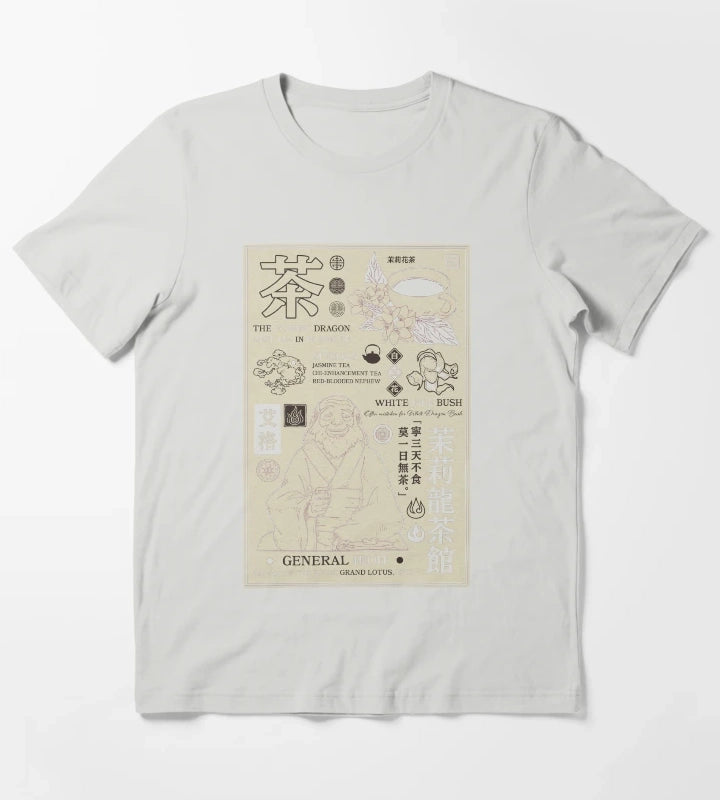 Avatar The Last Airbender General Iroh Info Poster T-Shirt Light Grey
