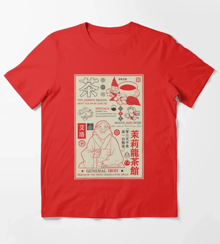 Avatar The Last Airbender General Iroh Info Poster T-Shirt Red