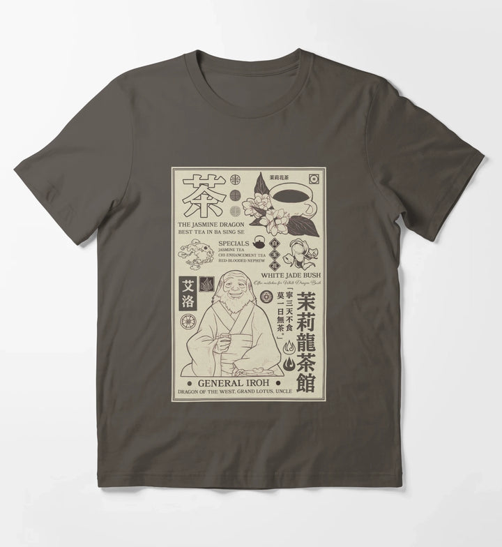 Avatar The Last Airbender General Iroh Info Poster T-Shirt Dark Grey
