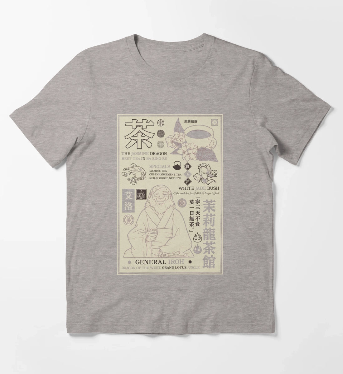 Avatar The Last Airbender General Iroh Info Poster T-Shirt Heather Grey