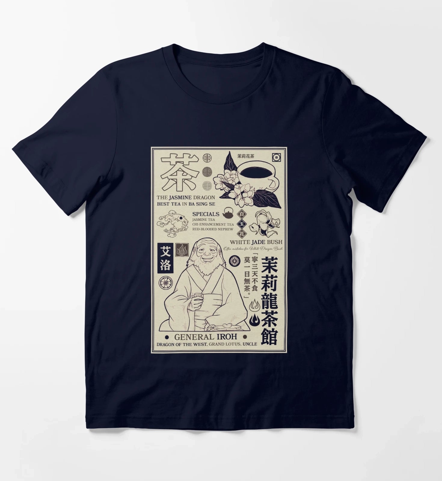 Avatar The Last Airbender General Iroh Info Poster T-Shirt Navy