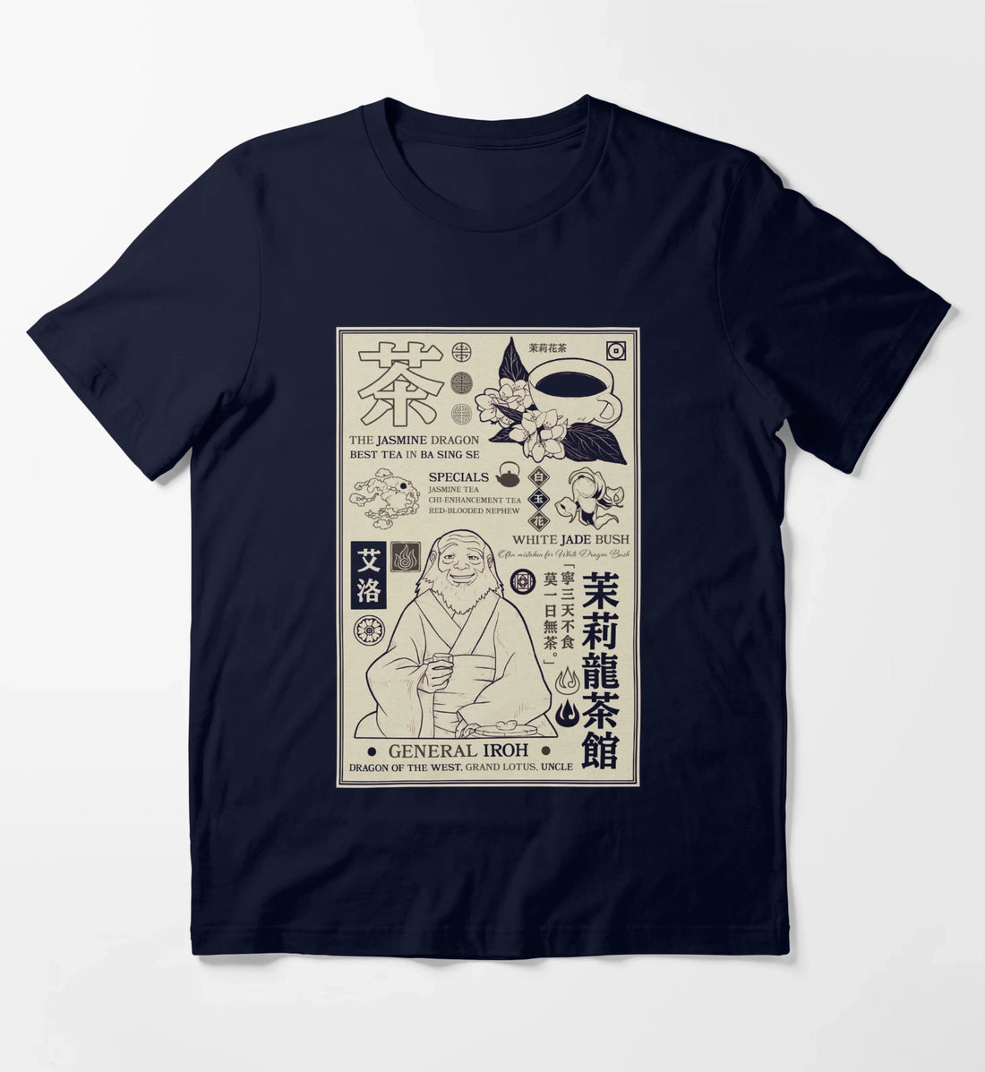 Avatar The Last Airbender General Iroh Info Poster T-Shirt Navy