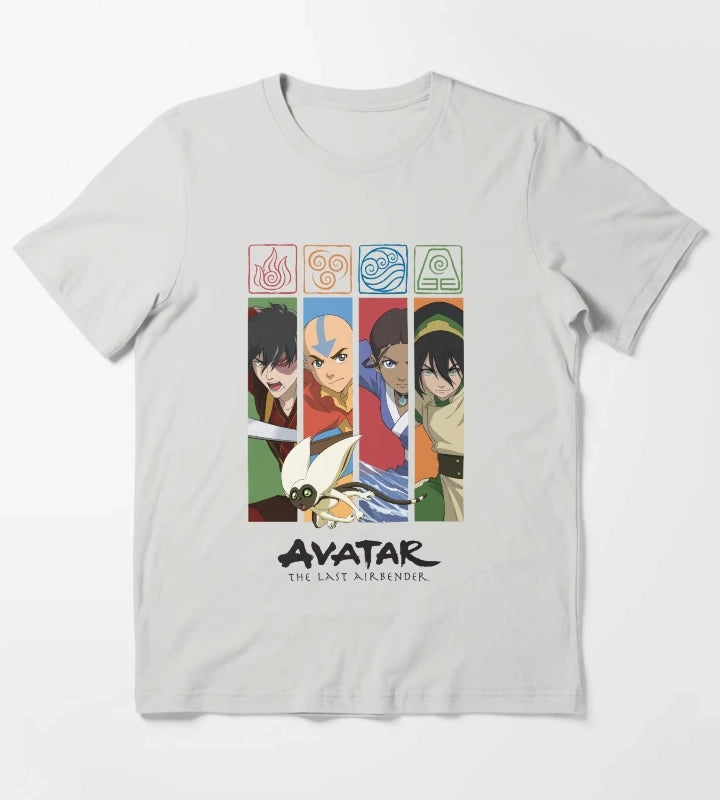 Avatar The Last Airbender Group Character Panels T-Shirt Light Grey