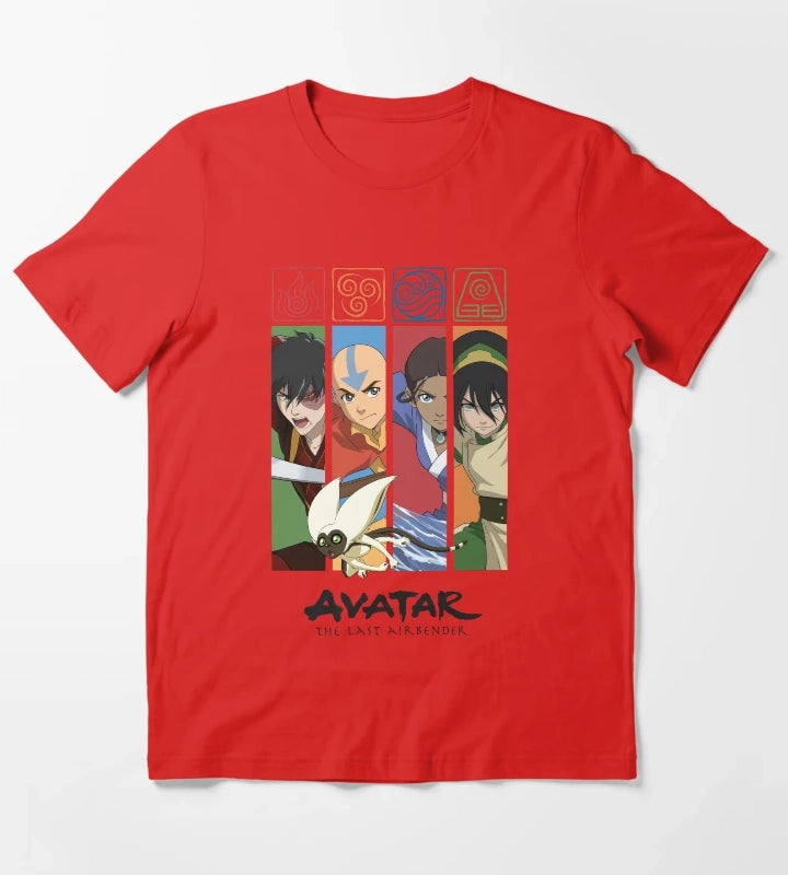 Avatar The Last Airbender Group Character Panels T-Shirt Red