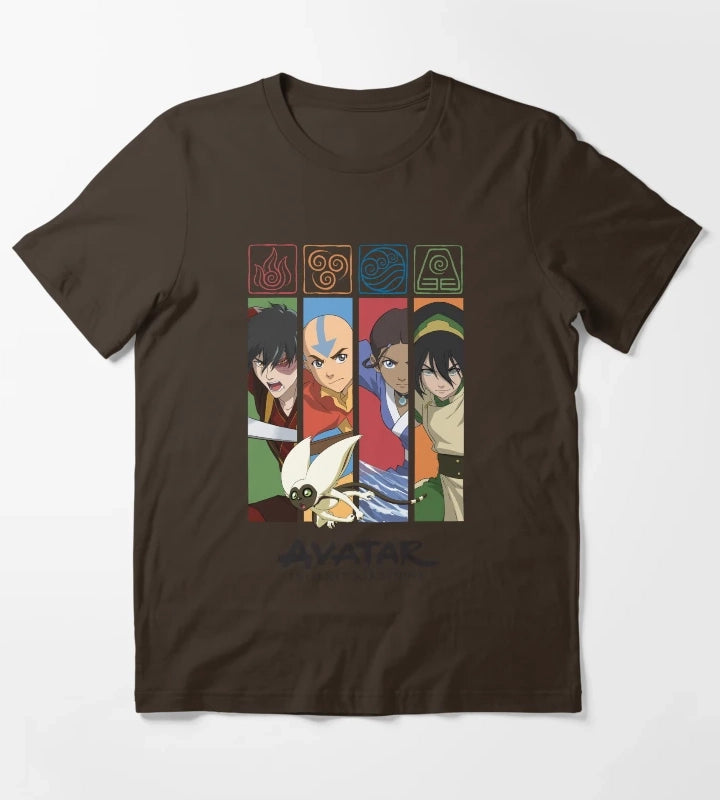 Avatar The Last Airbender Group Character Panels T-Shirt Brown