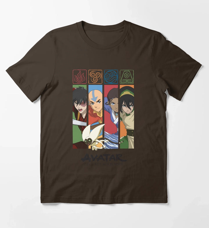 Avatar The Last Airbender Group Character Panels T-Shirt Brown
