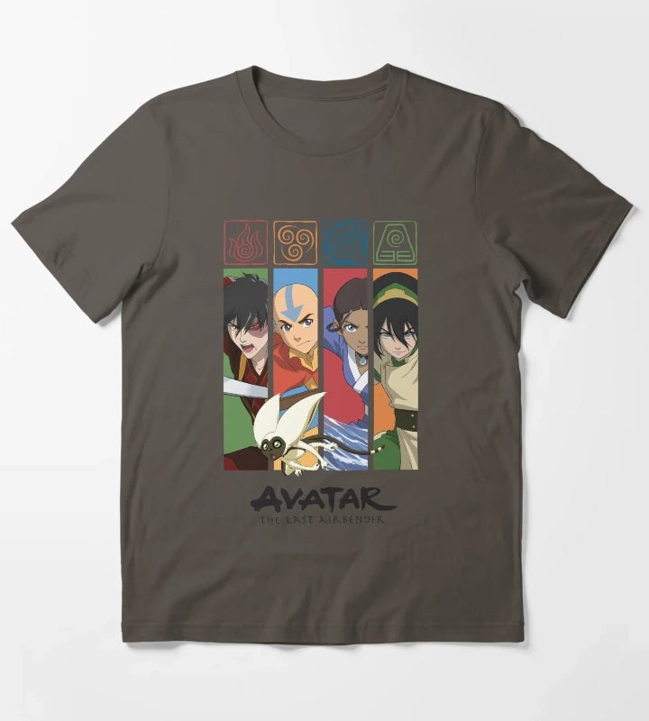 Avatar The Last Airbender Group Character Panels T-Shirt Dark Grey