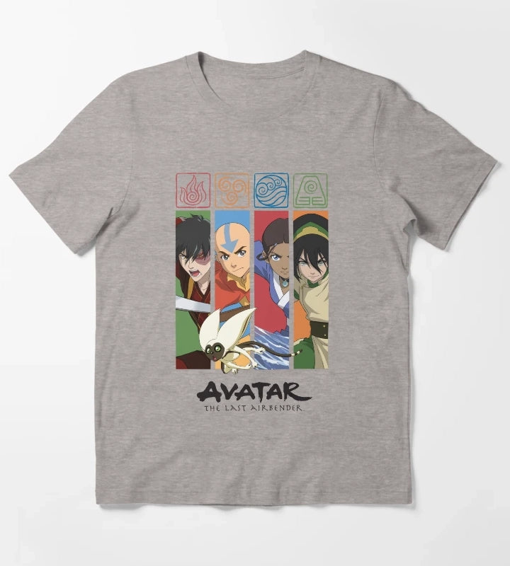 Avatar The Last Airbender Group Character Panels T-Shirt Heather Grey