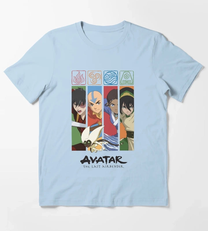 Avatar The Last Airbender Group Character Panels T-Shirt Sky Blue