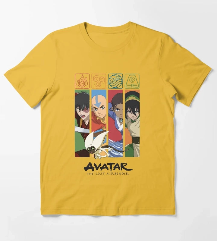 Avatar The Last Airbender Group Character Panels T-Shirt Yellow