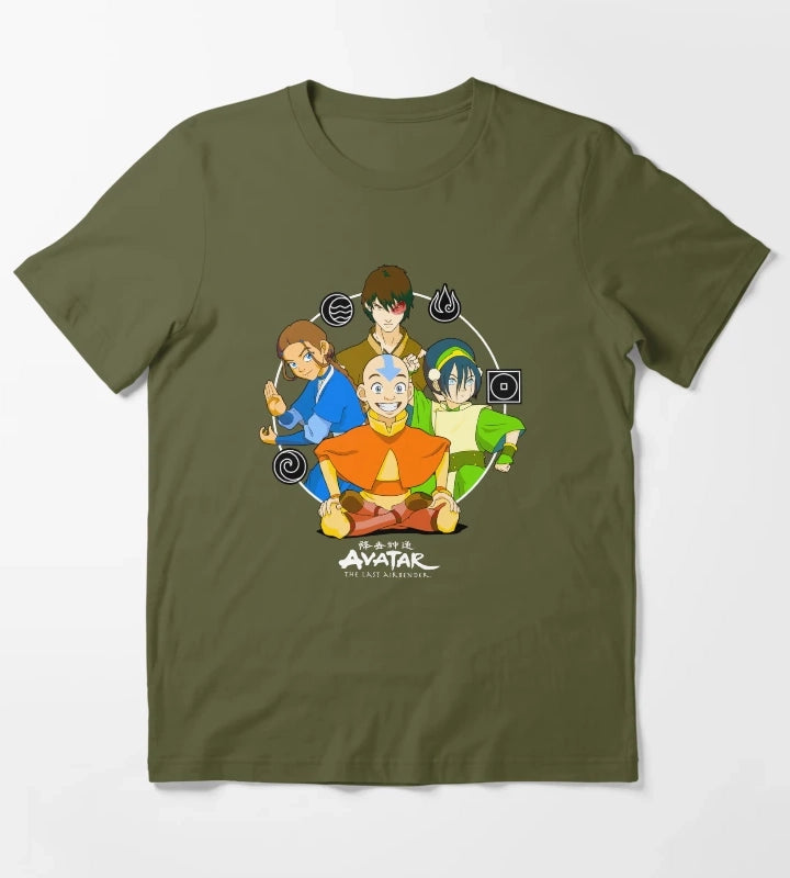 Avatar The Last Airbender Group Nations Master Class T-Shirt Olive Green