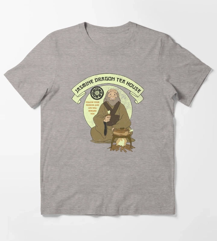 Avatar The Last Airbender Iroh Jasmine Dragon Tea House T-Shirt Heather Grey
