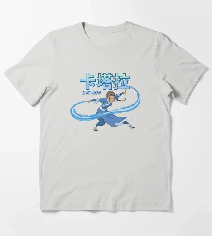Avatar The Last Airbender Katara Water Action Pose T-Shirt Light Grey