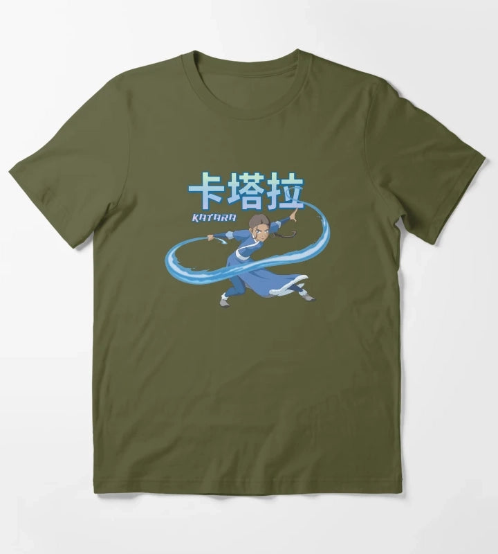 Avatar The Last Airbender Katara Water Action Pose T-Shirt Olive Green
