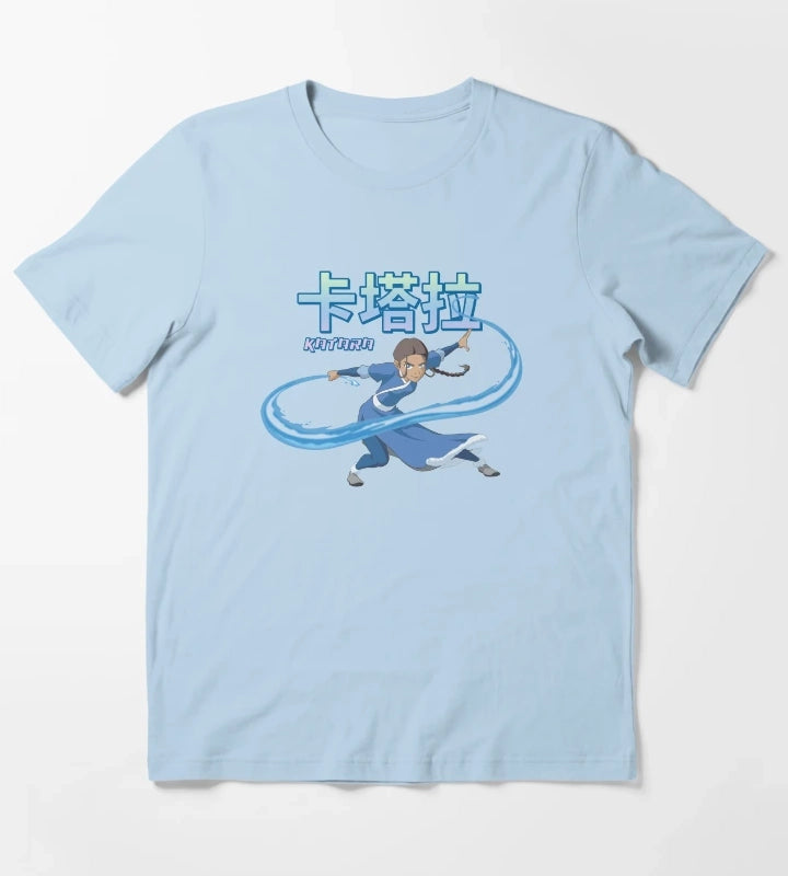 Avatar The Last Airbender Katara Water Action Pose T-Shirt Sky Blue