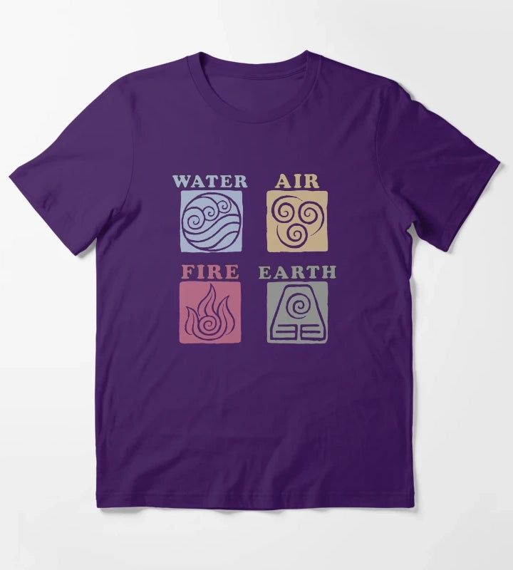 Avatar The Last Airbender Natural Elements Box Up Sketch T-Shirt Purple