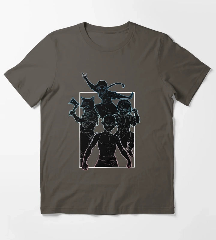 Avatar The Last Airbender Neon Outline Team Avatar Poster T-Shirt Dark Grey
