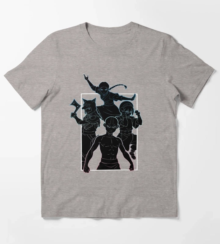 Avatar The Last Airbender Neon Outline Team Avatar Poster T-Shirt Heather Grey