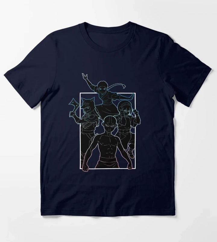 Avatar The Last Airbender Neon Outline Team Avatar Poster T-Shirt Navy