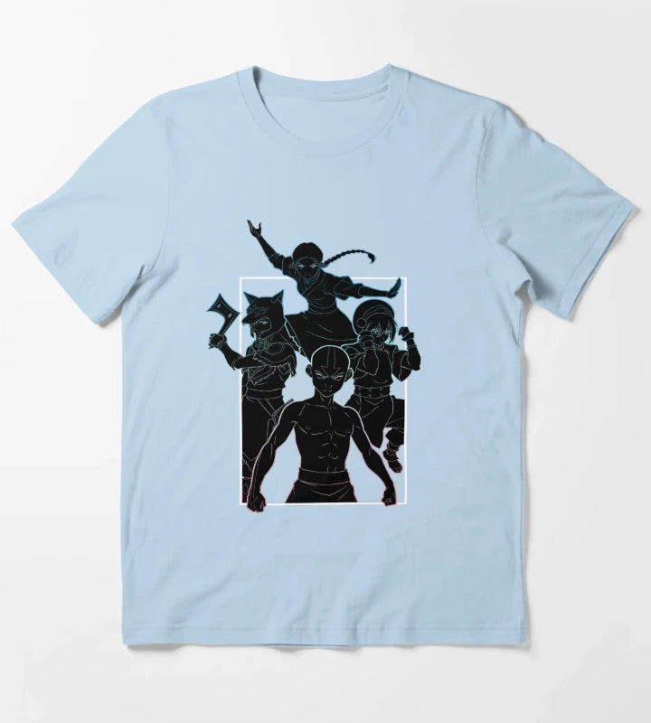 Avatar The Last Airbender Neon Outline Team Avatar Poster T-Shirt Sky Blue
