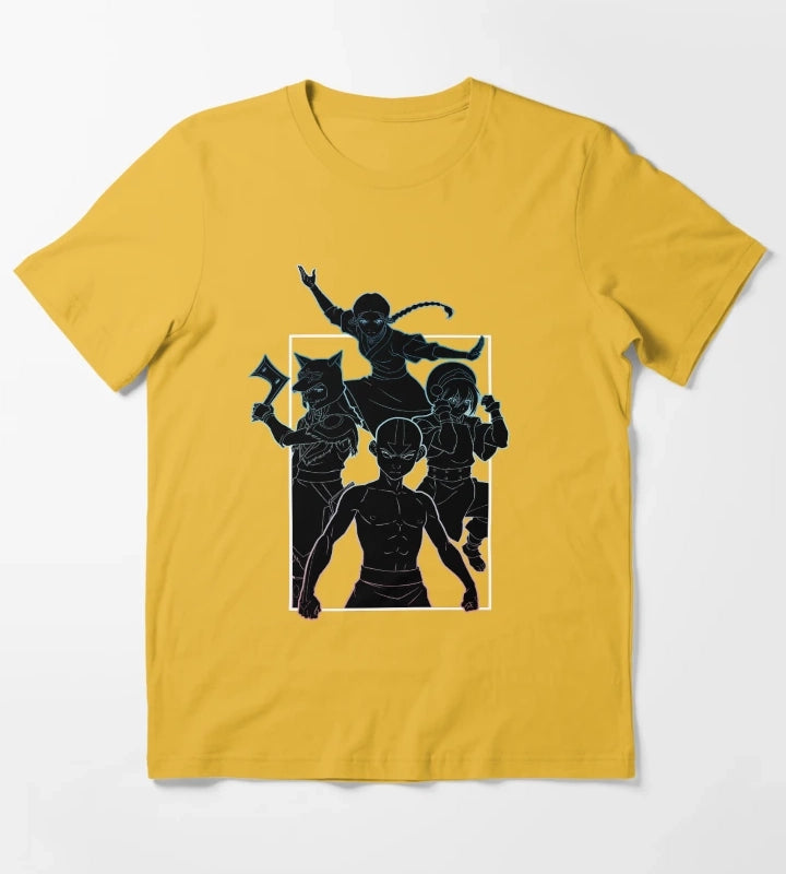 Avatar The Last Airbender Neon Outline Team Avatar Poster T-Shirt Yellow