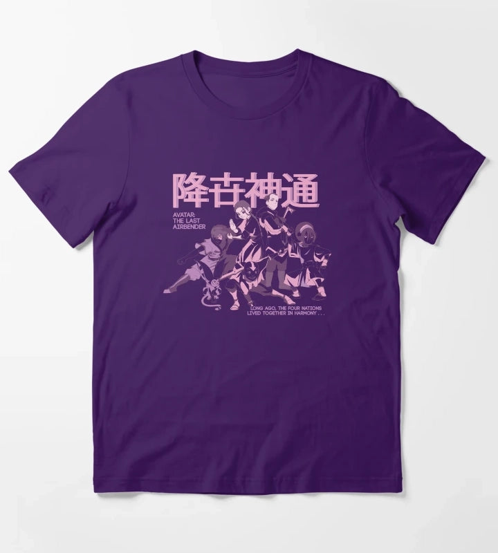 Avatar The Last Airbender Pastel Kanji Group Shot T-Shirt Purple