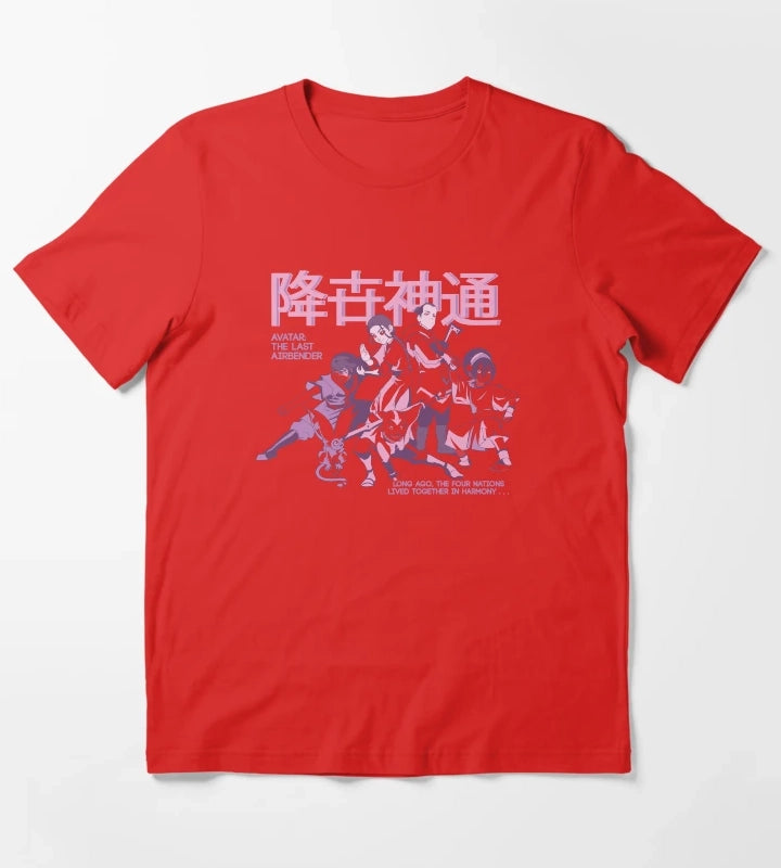 Avatar The Last Airbender Pastel Kanji Group Shot T-Shirt Red