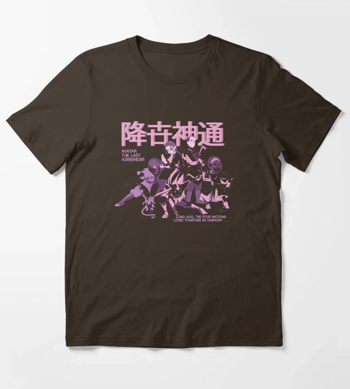 Avatar The Last Airbender Pastel Kanji Group Shot T-Shirt Brown