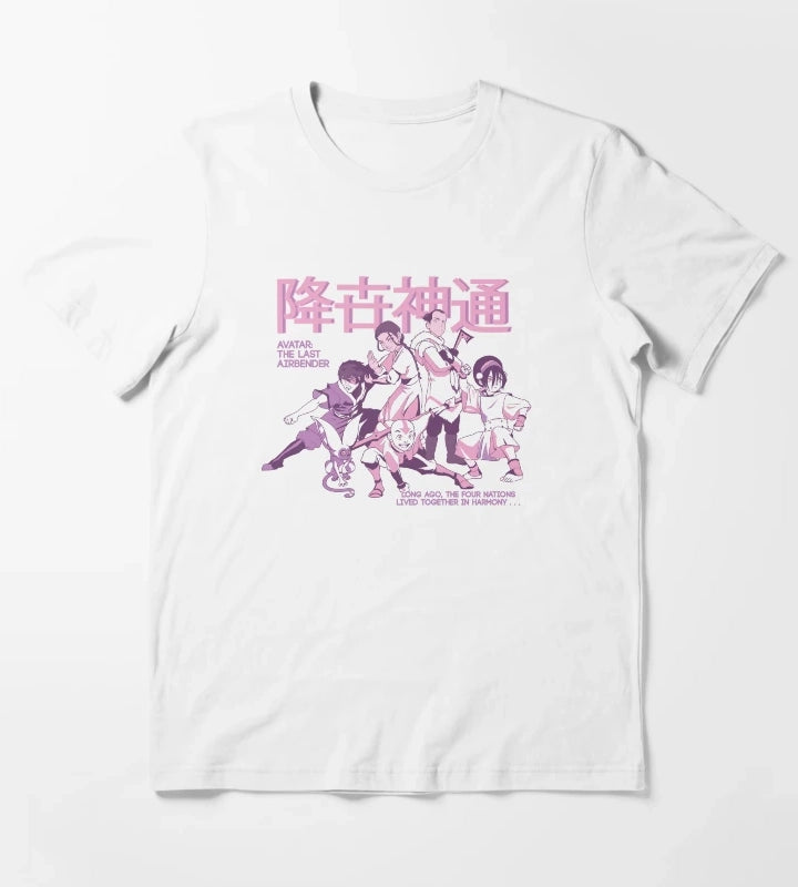 Avatar The Last Airbender Pastel Kanji Group Shot T-Shirt White