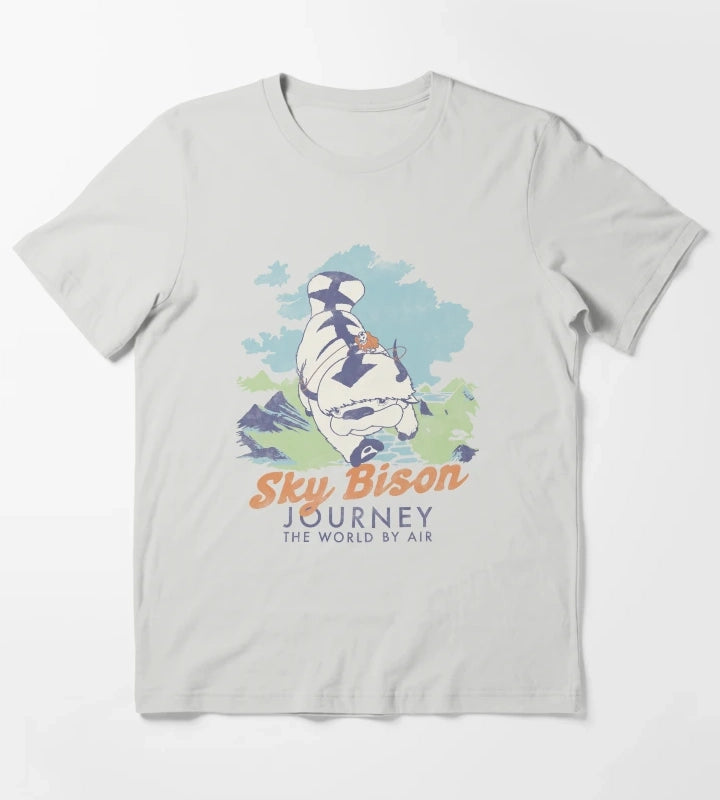 Avatar The Last Airbender Sky Bison Journey The World T-Shirt Light Grey
