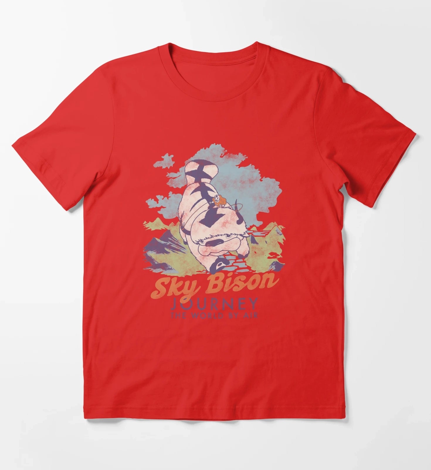 Avatar The Last Airbender Sky Bison Journey The World T-Shirt Red