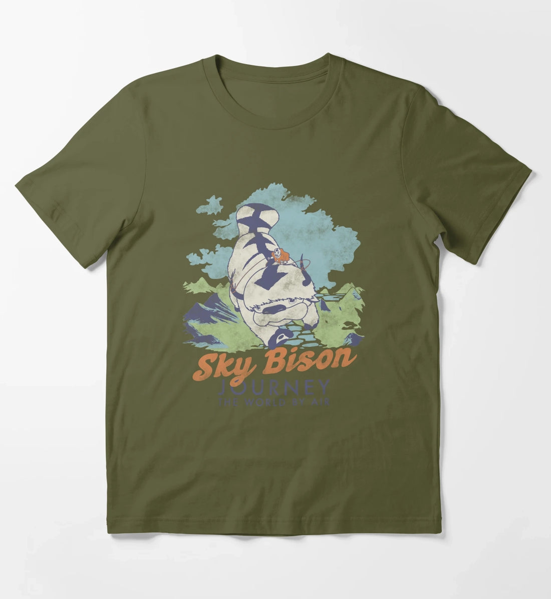 Avatar The Last Airbender Sky Bison Journey The World T-Shirt Olive Green