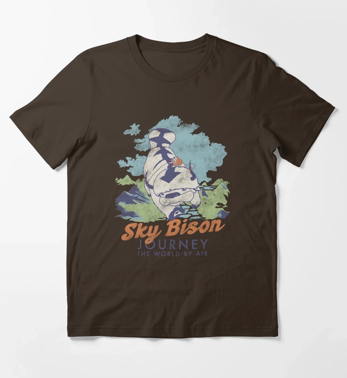 Avatar The Last Airbender Sky Bison Journey The World T-Shirt Brown