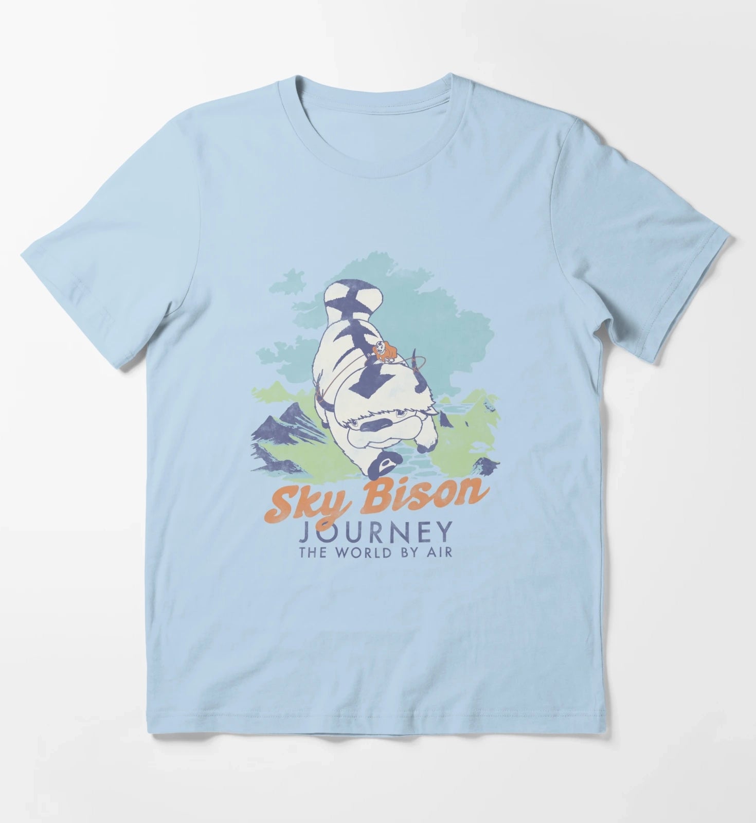 Avatar The Last Airbender Sky Bison Journey The World T-Shirt Sky Blue