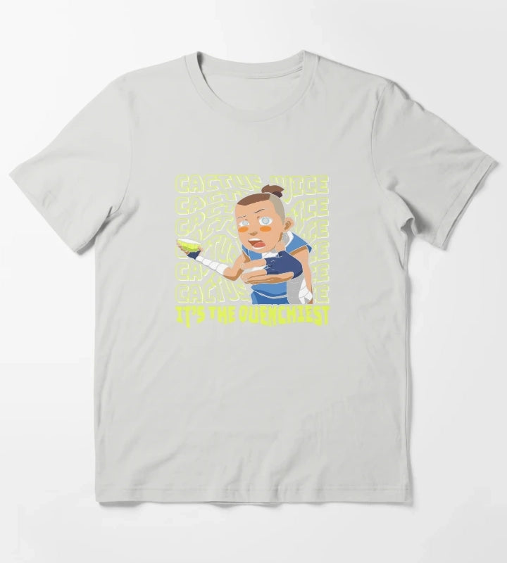 Avatar The Last Airbender Sokka Cactus Juice Word Stack T-Shirt Light Grey