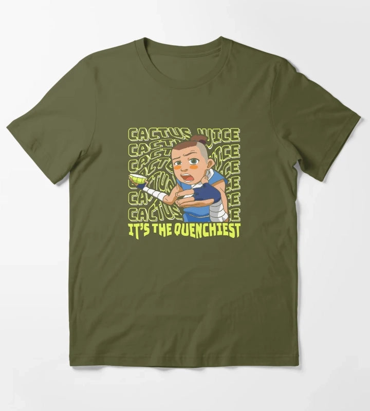 Avatar The Last Airbender Sokka Cactus Juice Word Stack T-Shirt Olive Green