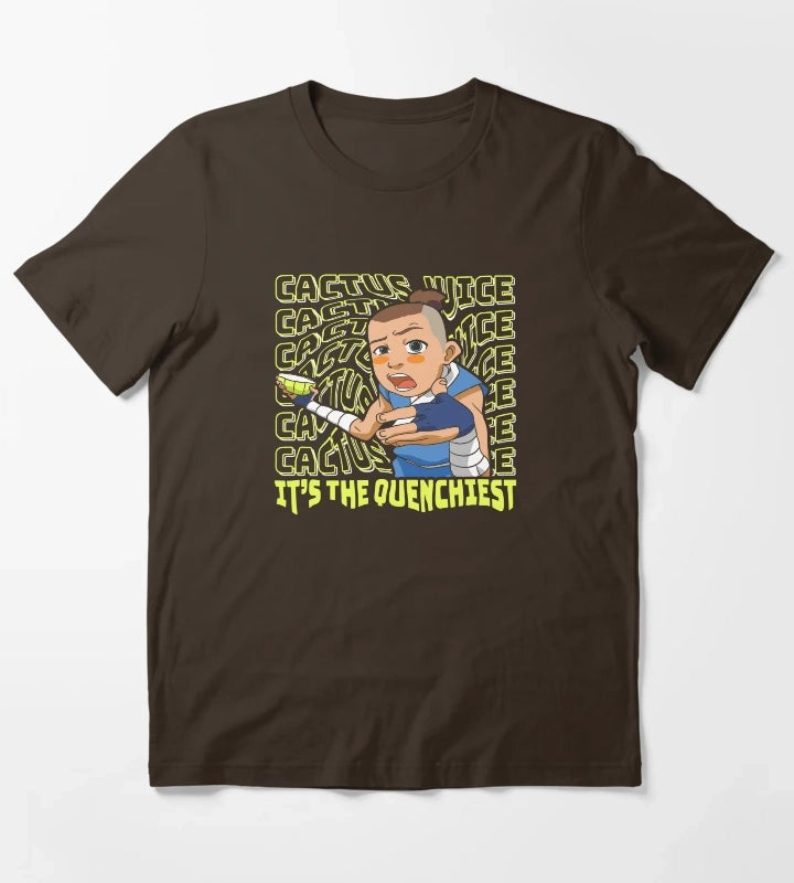 Avatar The Last Airbender Sokka Cactus Juice Word Stack T-Shirt Brown