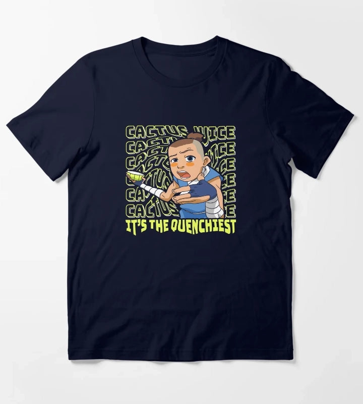 Avatar The Last Airbender Sokka Cactus Juice Word Stack T-Shirt Navy